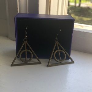 custom deathly hallows earrings